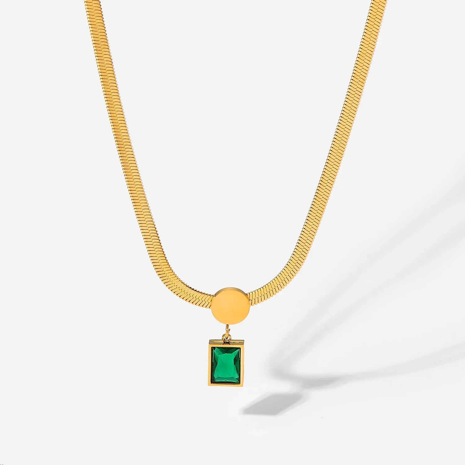 Green Emrald Square Necklace