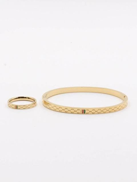 Red & Green Charm Bangle + Ring Set