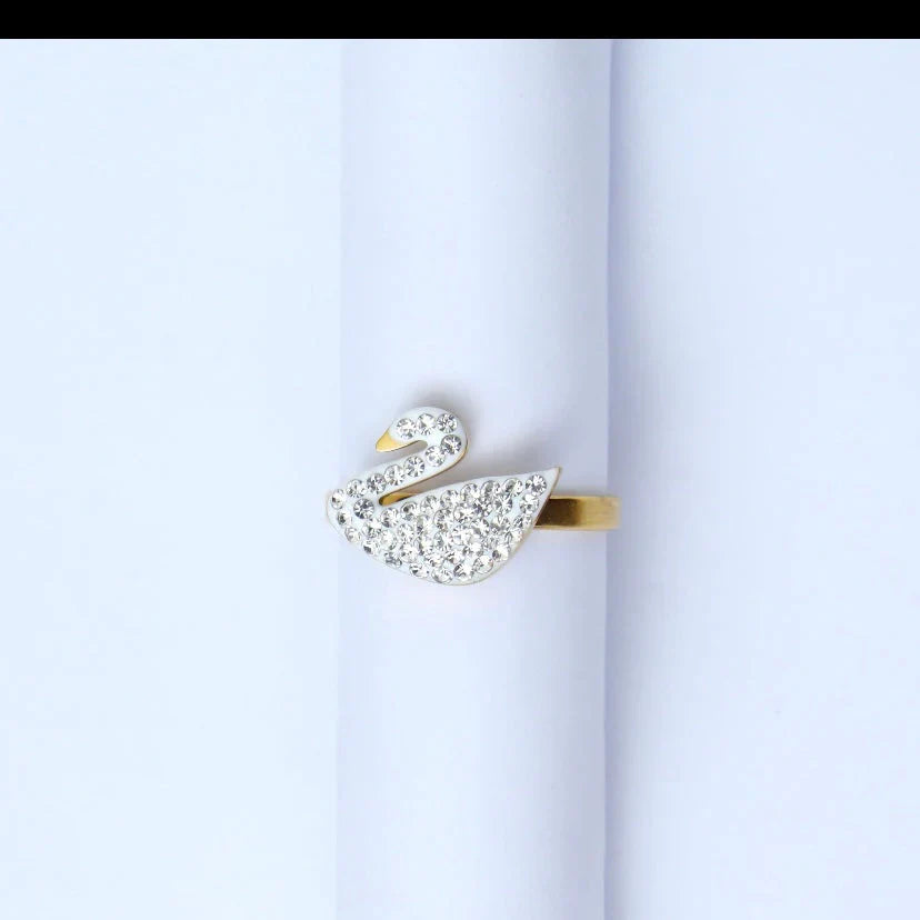 White Swan Adjustable Ring