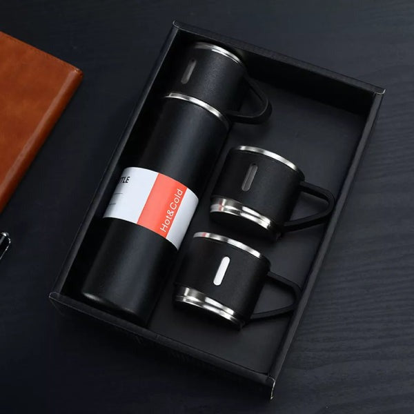 3 Cup Double-Layer Stainless Steel Vacuum Flask Set