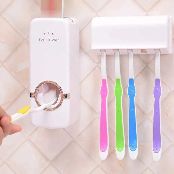 Wall Mounted Toothbrush Holder with Toothpaste Dispenser